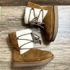 Koolaburra by Ugg Girls Michon Short Camel Lacing Boots Size 13